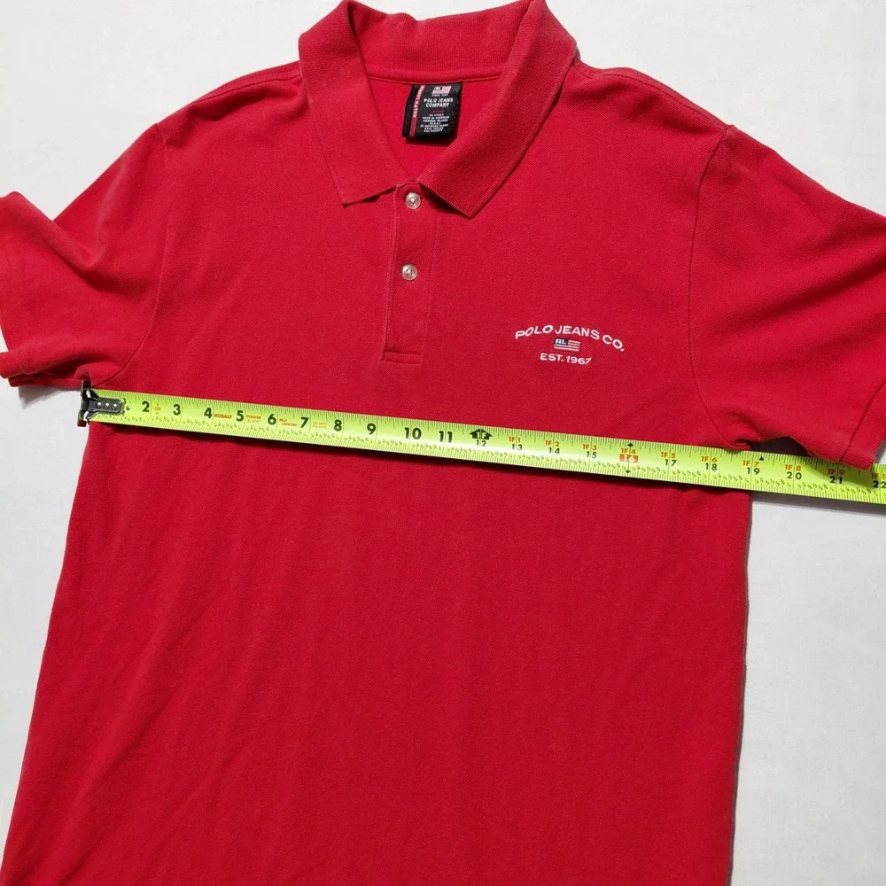 Polo Jeans Co Ralph Lauren Red Short Sleeve Collared Polo‎ Shirt Men's Large